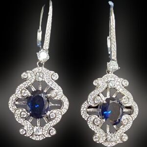 Dazzling Silver and Blue Gemstone Earrings